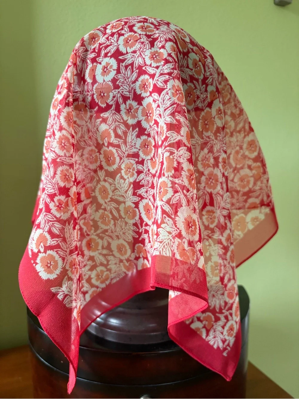 Coldwater Creek Red & Coral Floral Lightweight Scarf